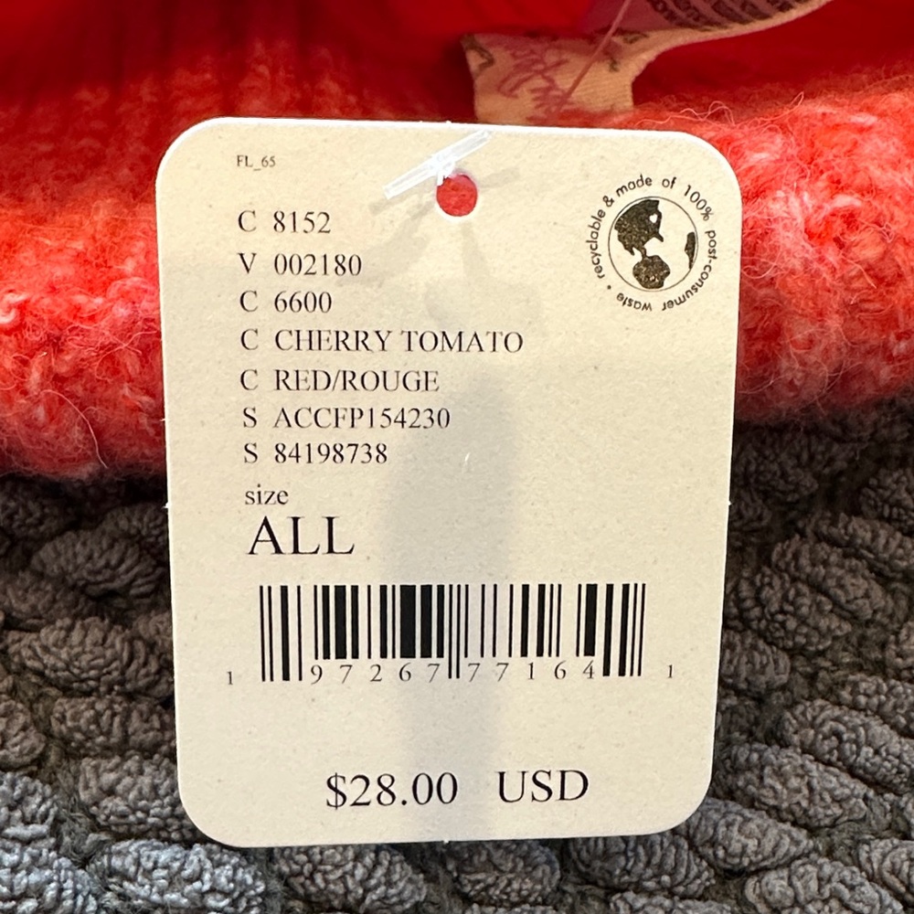 Free People Chunky Ribbed Beanie in Coral Red - Picture 2 of 3